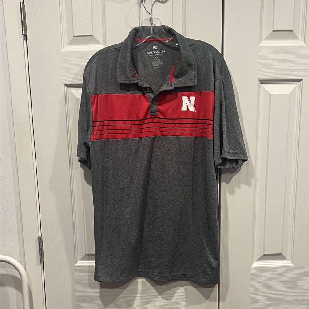 Colosseum Charcoal and Crimson Nebraska Polo